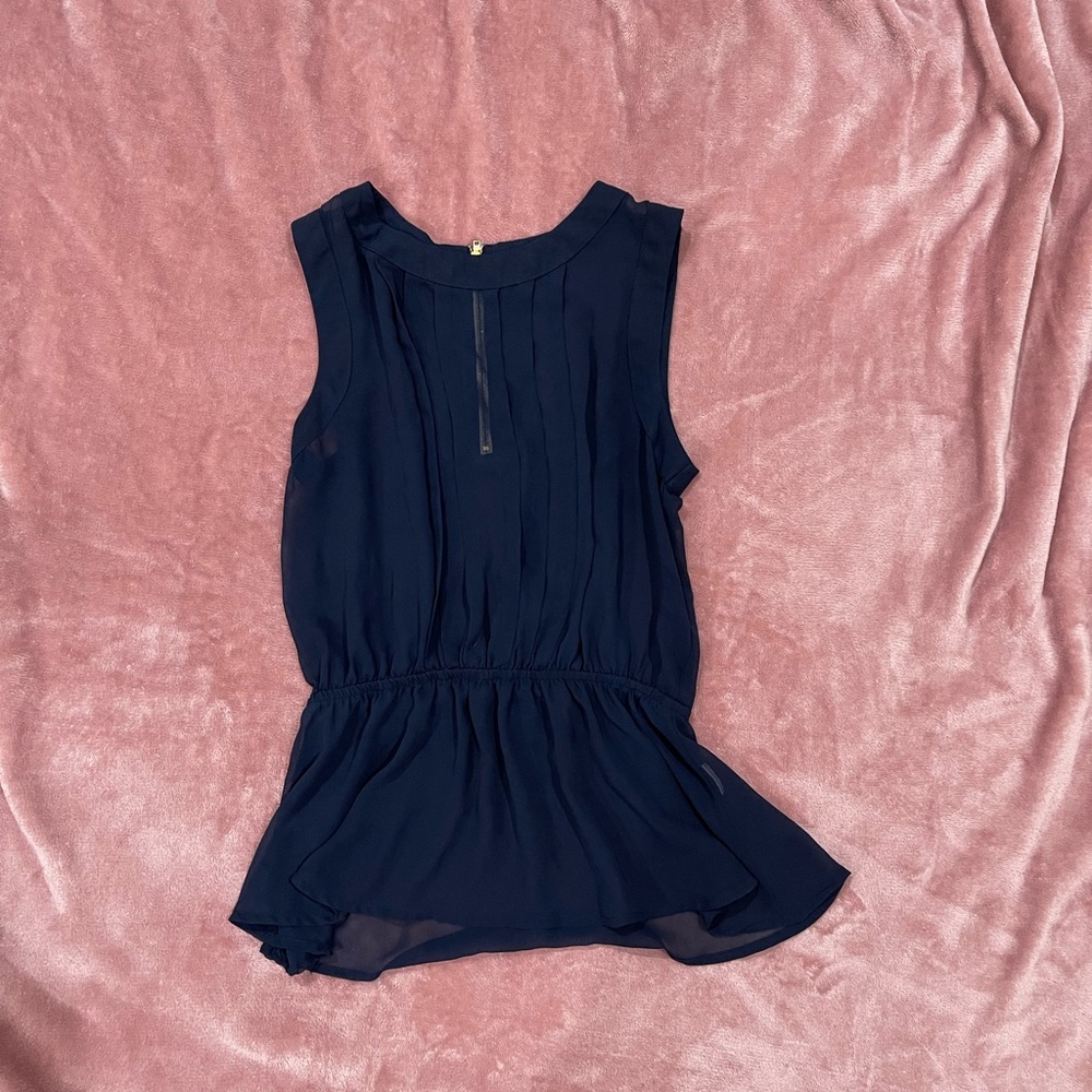 Size XS Sleeveless See through Dark Blue Dress Blouse